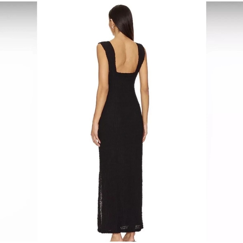 Free People Beach Eleni Bodycon Maxi Dress Size S Black Pucker Texture Side Slit - Picture 3 of 11
